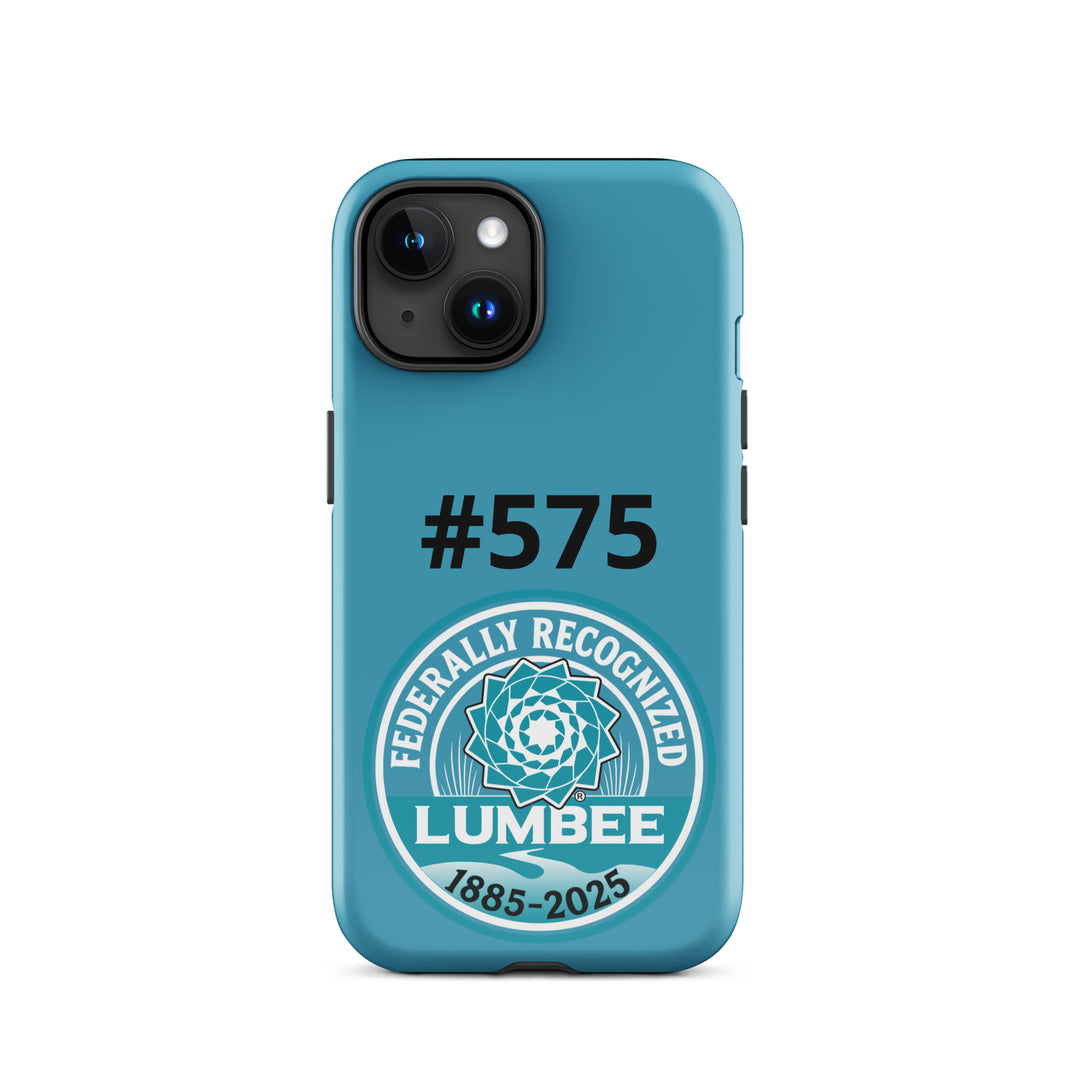 Printfull Lumbee recognition tough iPhone 15 case with glossy finish, featuring printed design and durable protection.