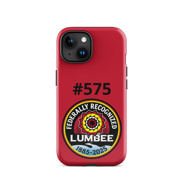 Glossy Printfull Lumbee Recognition iPhone 15 tough case featuring detailed print and durable protection.