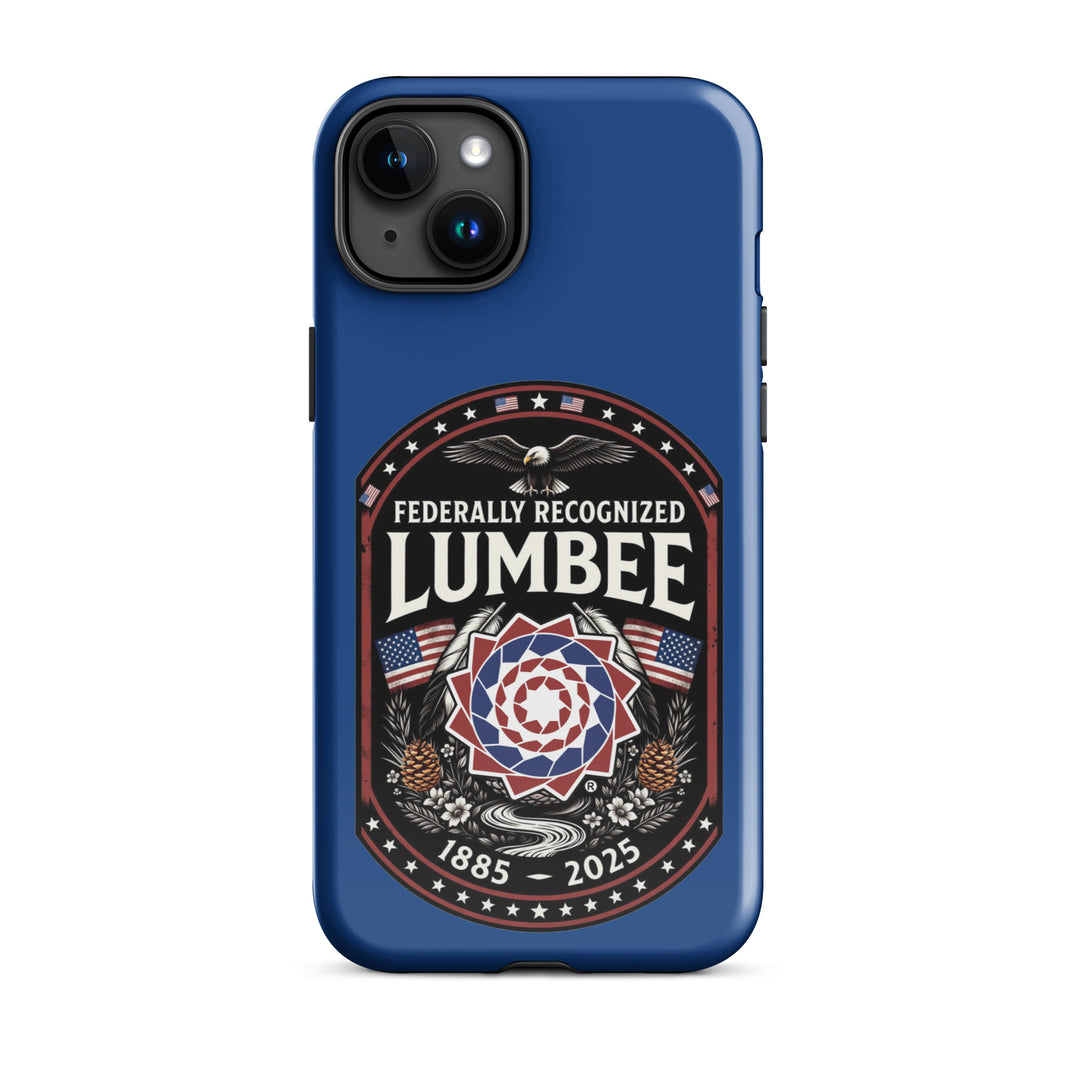 Printfull Lumbee Federal Recognition tough glossy iPhone 15 Plus case with printed design front view.