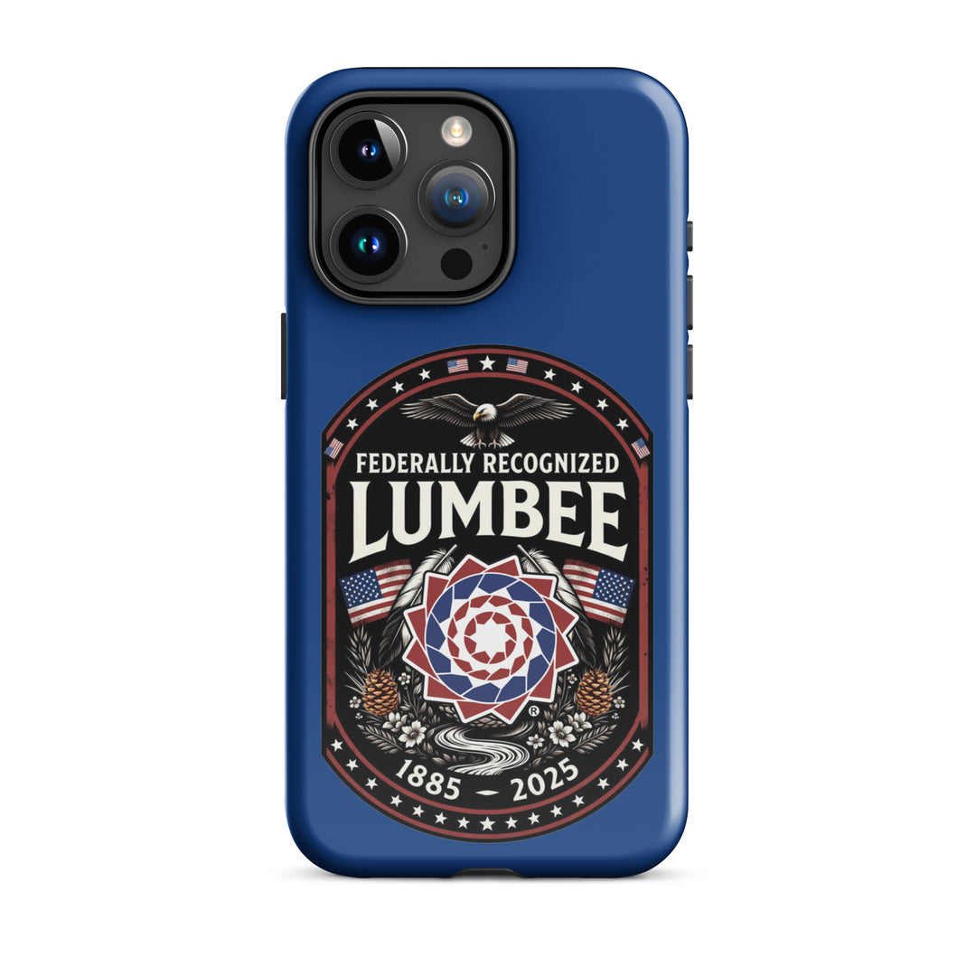 Glossy Lumbee Federal Recognition Tough Case for iPhone 15 Pro Max by Printfull, featuring detailed design and durable protection.