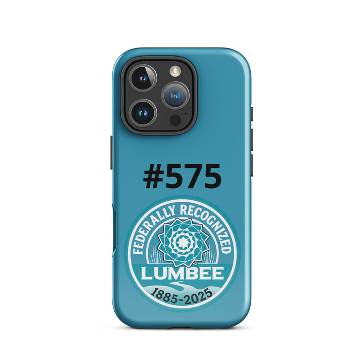 Glossy Lumbee recognition tough iPhone case for iPhone 16 Pro by Printfull with commemorative print design.