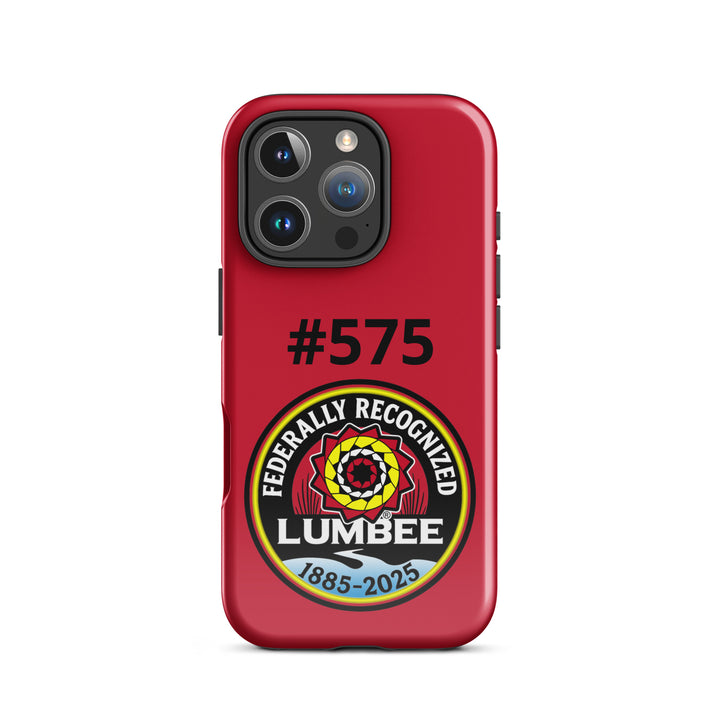 Glossy Lumbee Recognition Tough Case for iPhone 16 Pro by Printfull, featuring a commemorative design on the front.