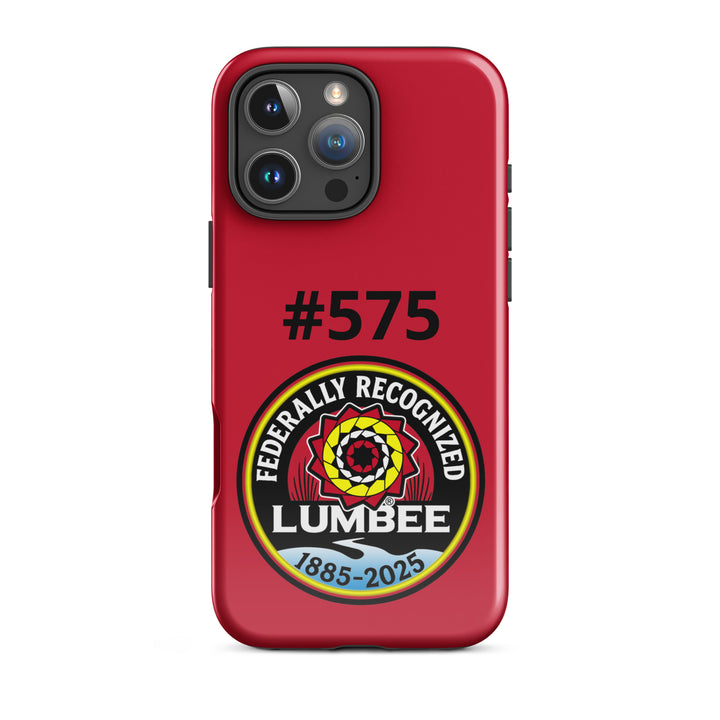 Glossy Printfull Lumbee Recognition tough case for iPhone 16 Pro Max, featuring commemorative design and durable protection.