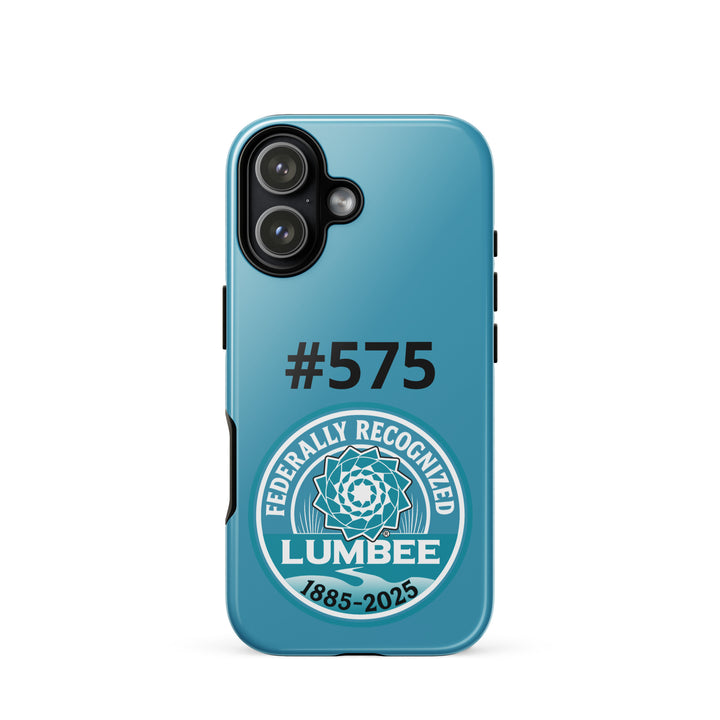 Glossy Printfull Lumbee Recognition iPhone 17 tough case with printed design, offering durable protection and a sleek appearance.