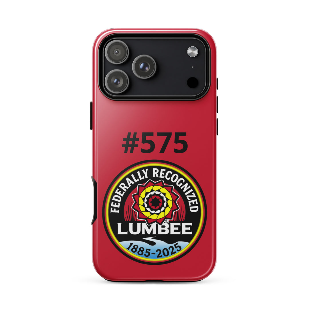 Printfull Lumbee recognition tough iPhone case with glossy finish for iPhone 17 Pro Max, featuring commemorative print design.