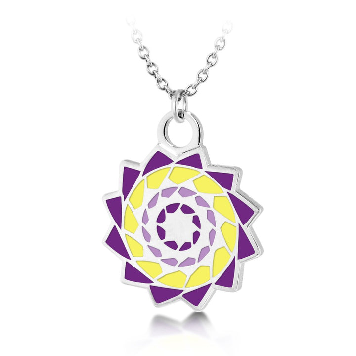 Pinecone Patchwork Pendant (Purple/Yellow)-LumbeeJewelry.com