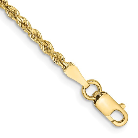 10k 2mm Diamond-cut Rope Chain 9inch