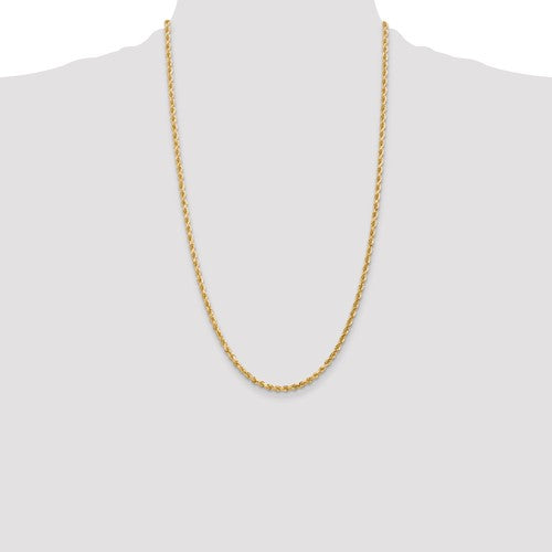 10k 3mm Diamond-cut Rope Chain 26inch