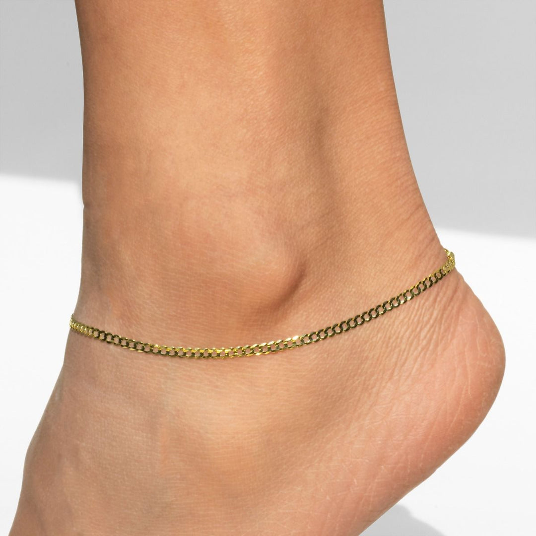 10k Anklet Curb Link 2mm 10inch