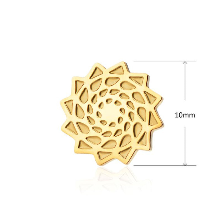 Pinecone Patchwork Gold Tone Studs/Earring Small 10mm-LumbeeJewelry.com