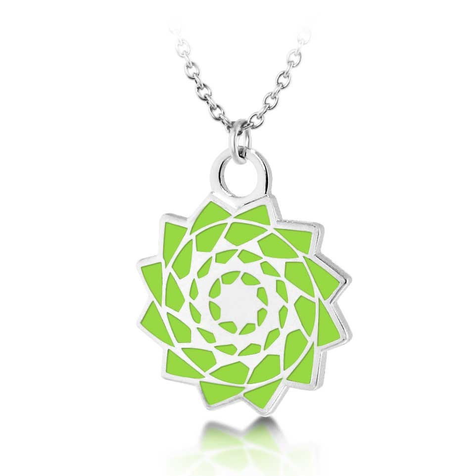 Pinecone Patchwork Pendant (Lime Green)-LumbeeJewelry.com