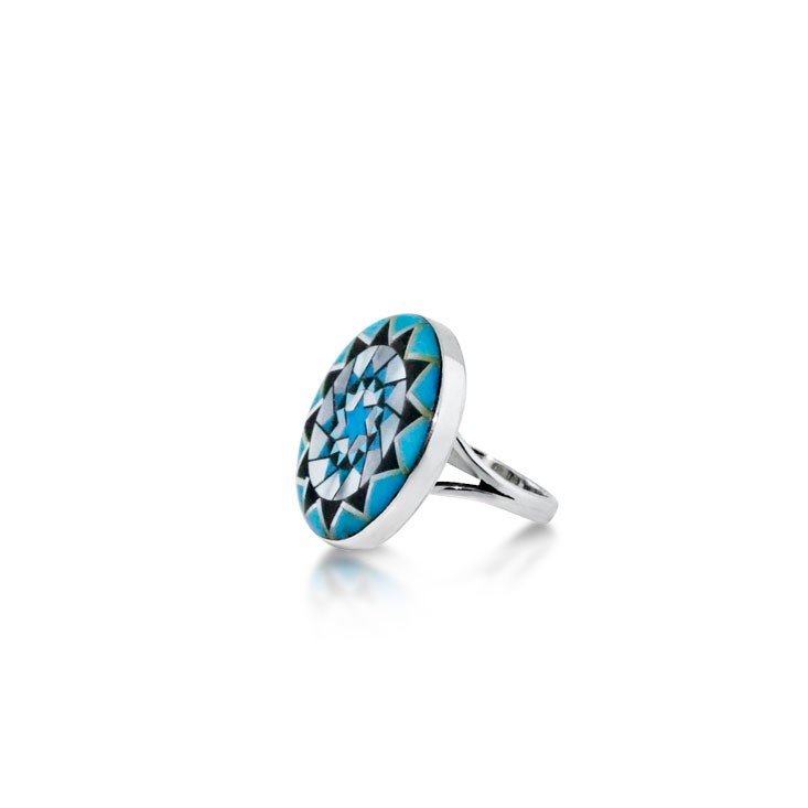 Pinecone Patchwork Inlay Ring Turquoise