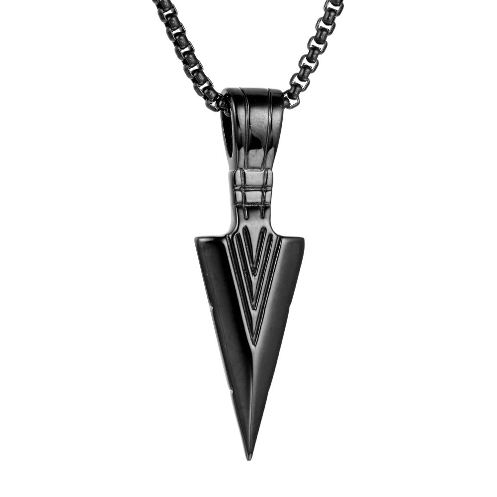 Arrowhead Black Pendant High Polished Stainless