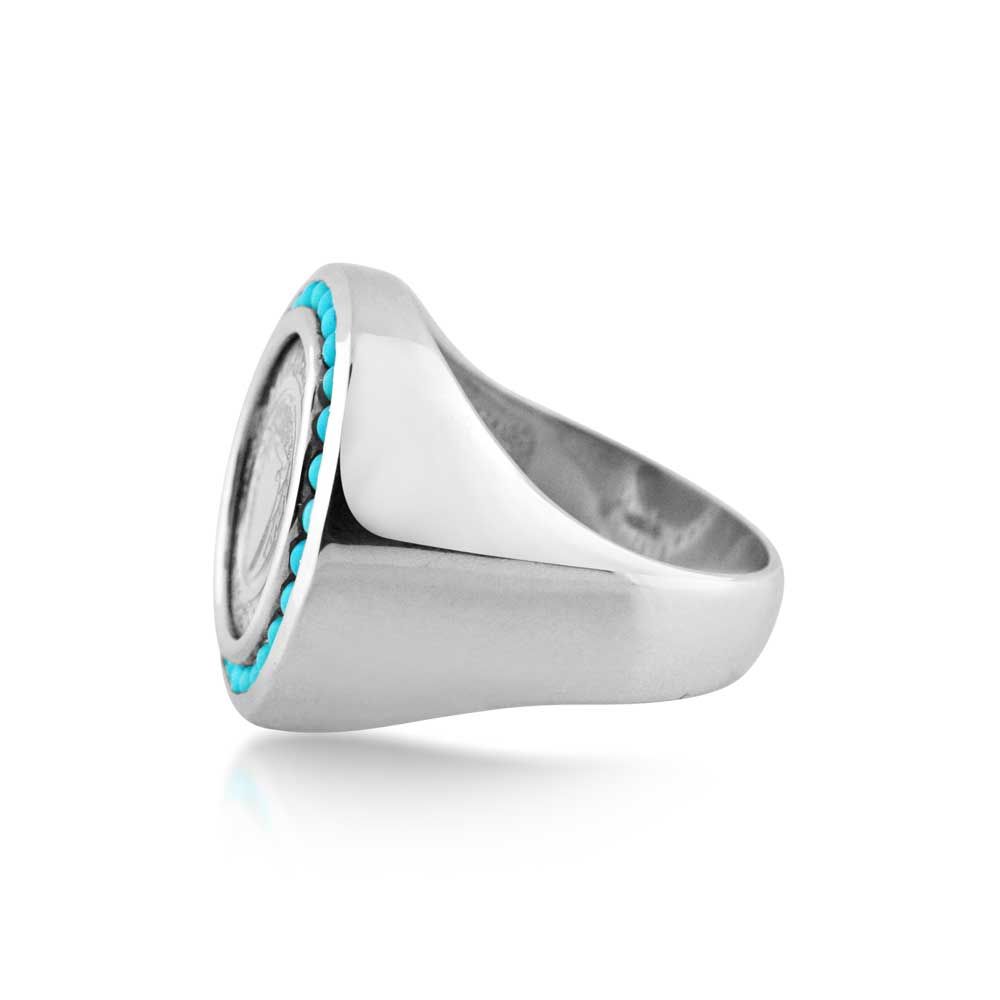 Sterling Silver Lumbee Executive Ring w/Turquoise-LumbeeJewelry.com