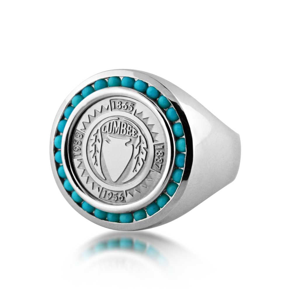 Sterling Silver Lumbee Executive Ring w/Turquoise-LumbeeJewelry.com