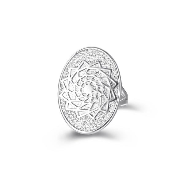 Oval Pave Set Pinecone Patchwork Ring Sterling-LumbeeJewelry.com