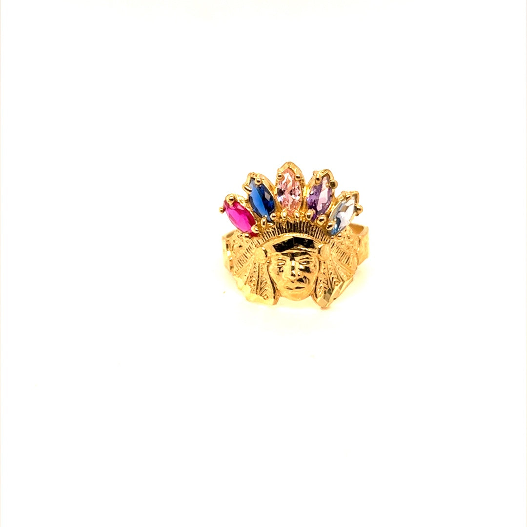 10k Kids Multi Stone Indian Head ring RINS&P04520C