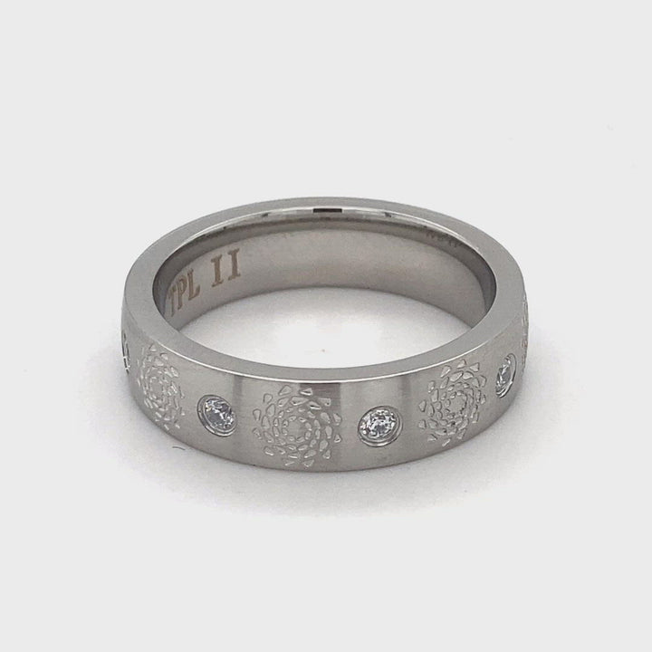 6mm Pinecone Patch Wedding Band Stainless