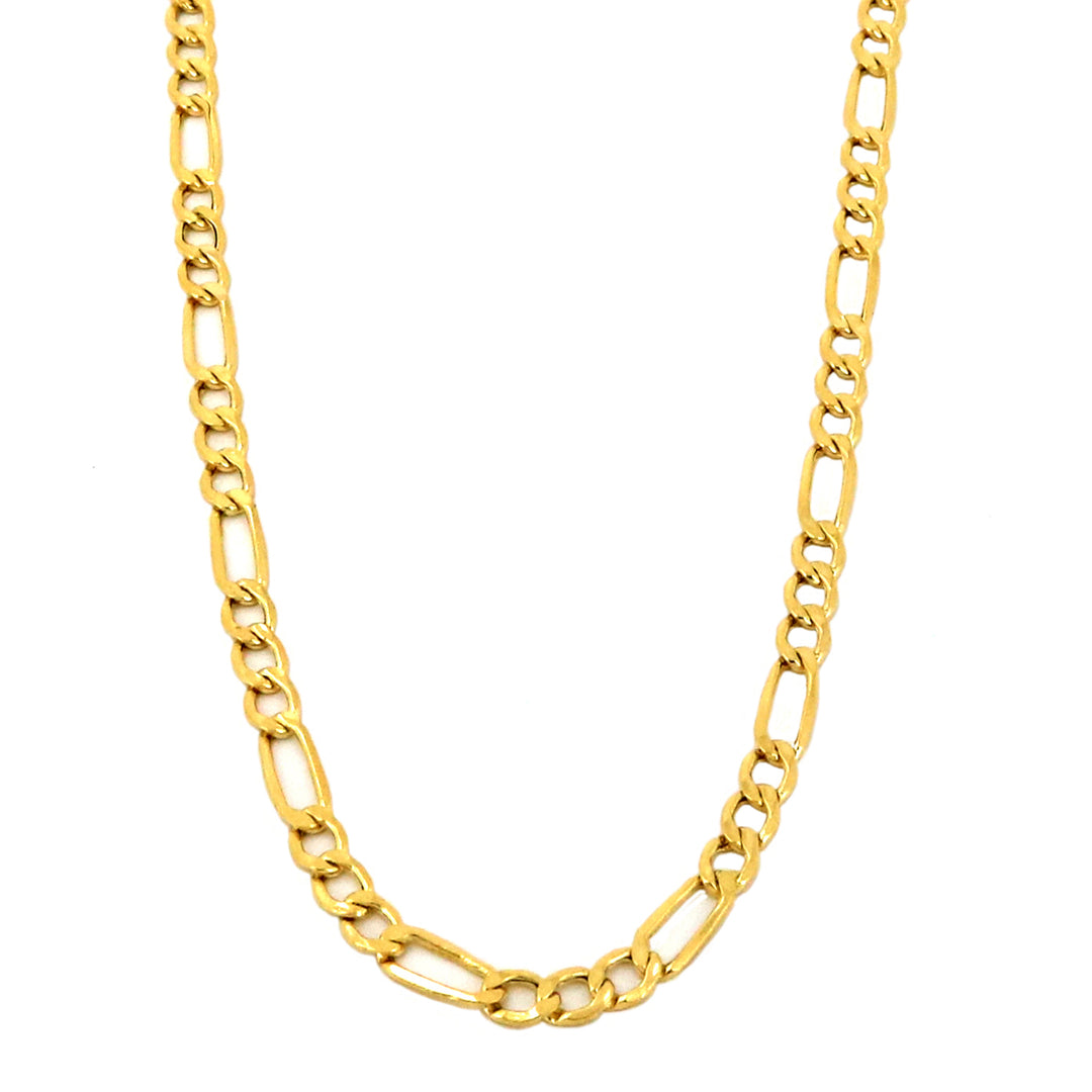 10k 8mm Gold Semi Hollow Figaro Necklace 24inch-LumbeeJewelry.com