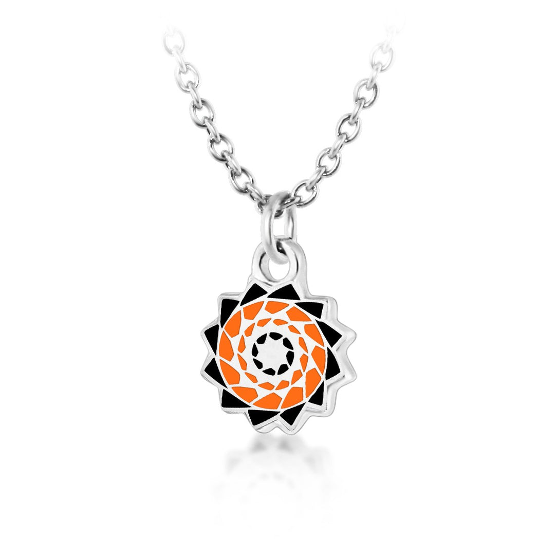 Pinecone Patchwork Children Pendant (Orange/Black)-LumbeeJewelry.com