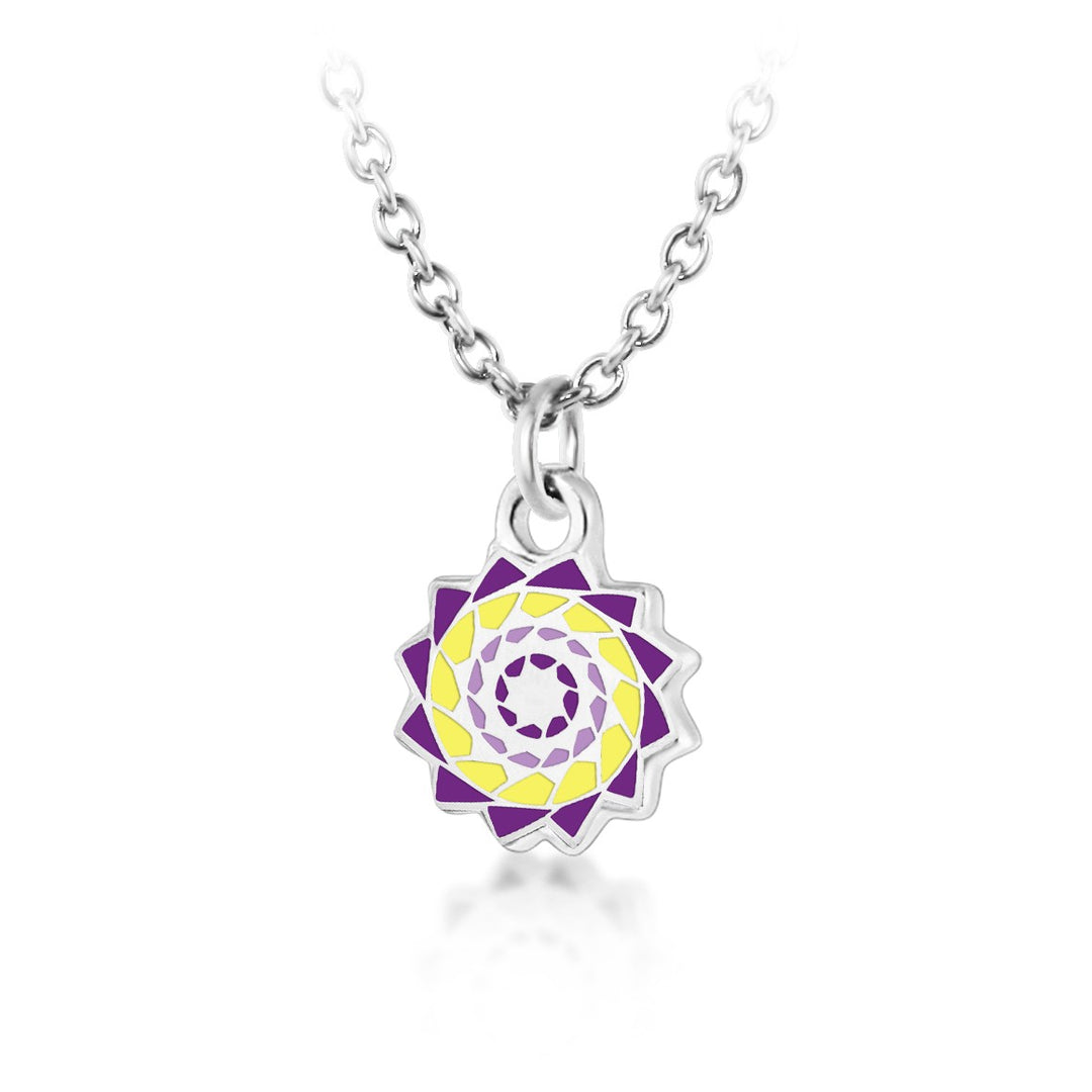 Pinecone Patchwork Children Pendant (Purple/Yellow)-LumbeeJewelry.com