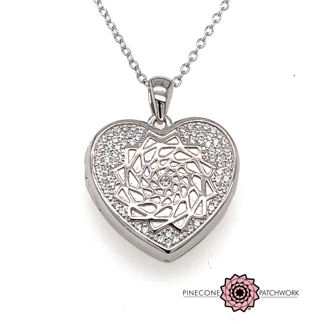 Pinecone Patchwork Locket Heart Sterling