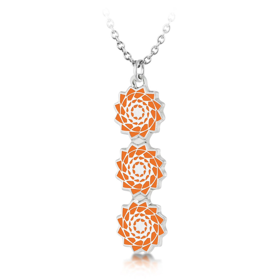 Pinecone Patchwork Trinity Pendant (Orange)-LumbeeJewelry.com