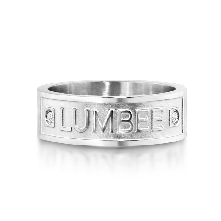 Lumbee Band 8mm Stainless wStone Ring-LumbeeJewelry.com