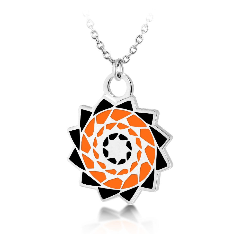 Pinecone Patchwork Pendant (Black/Orange)-LumbeeJewelry.com