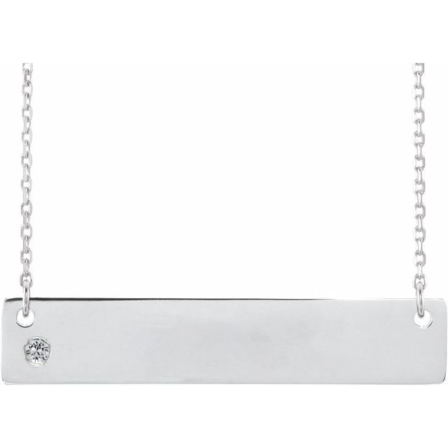 Sterling Silver Engravable Necklace with Birthstone 18in-LumbeeJewelry.com