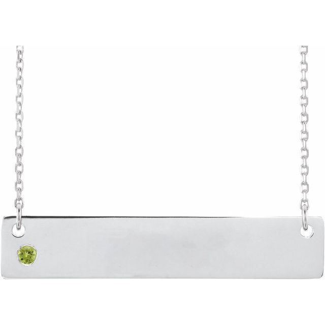 Sterling Silver Engravable Necklace with Birthstone 18in-LumbeeJewelry.com