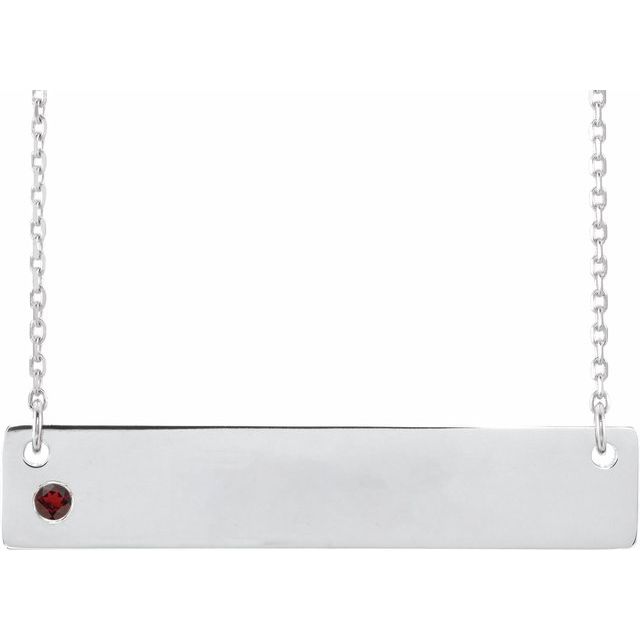 Sterling Silver Engravable Necklace with Birthstone 18in-LumbeeJewelry.com