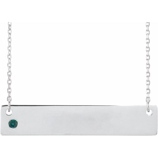 Sterling Silver Engravable Necklace with Birthstone 18in-LumbeeJewelry.com