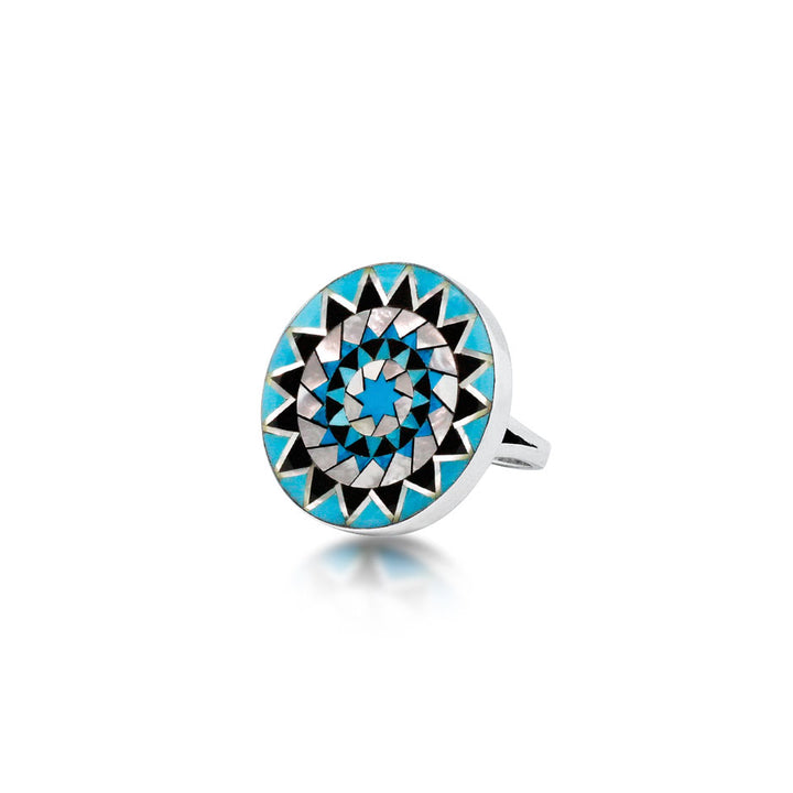 Pinecone Patchwork Inlay Ring Turquoise