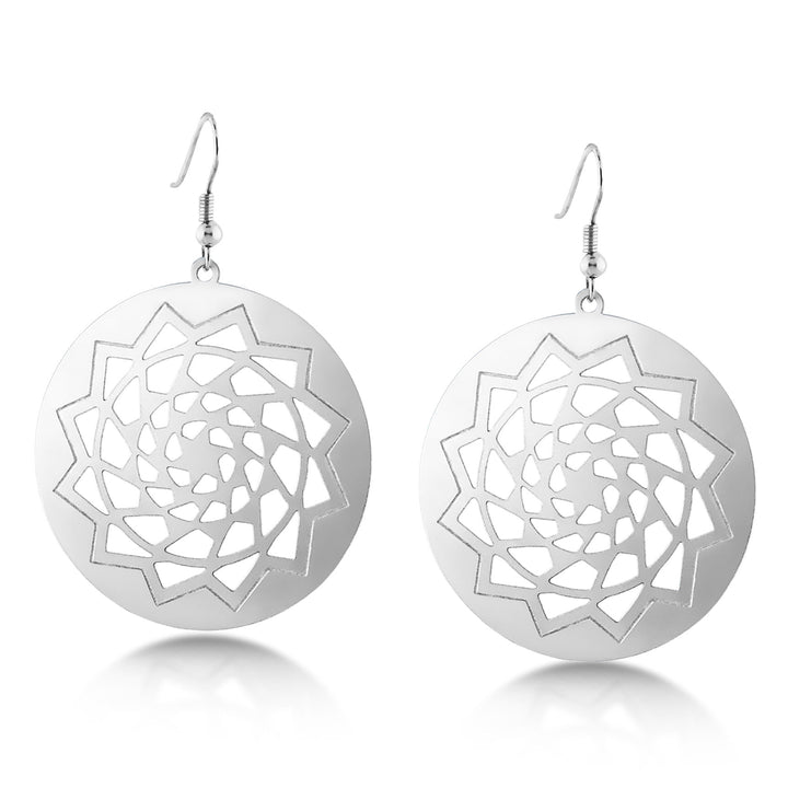 Pinecone Patchwork Large Shinny finish Disc earrings