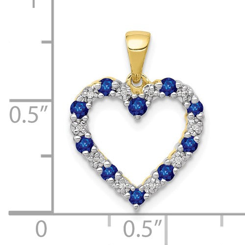 10k Diamond and Sapphire Heart Pendant