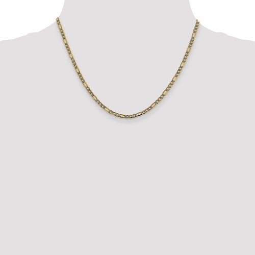 10k Pavé 3mm Figaro 18inch Chain