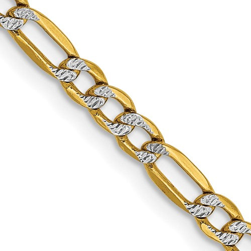 10k Pavé 3mm Figaro 18inch Chain