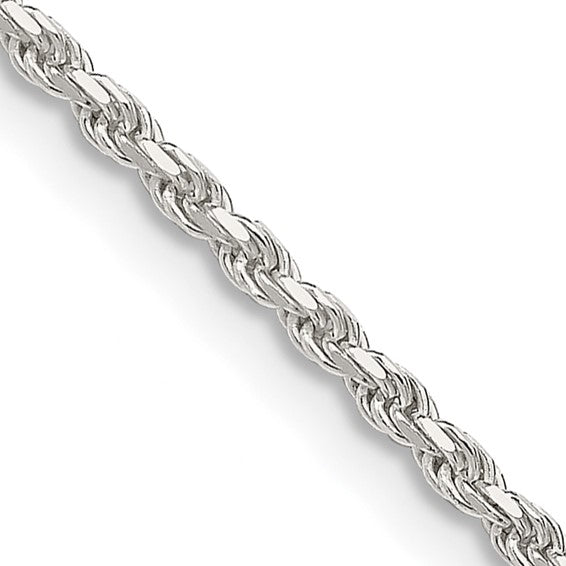 Sterling Silver 1.9mm Diamond-cut Rope Chain 16inch