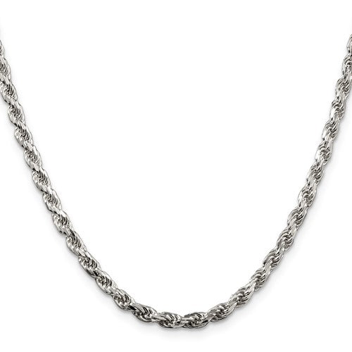 Sterling Silver 22inch 3.75mm Diamond-cut Rope Chain