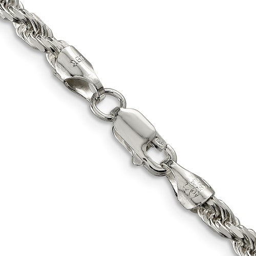 Sterling Silver 22inch 3.75mm Diamond-cut Rope Chain