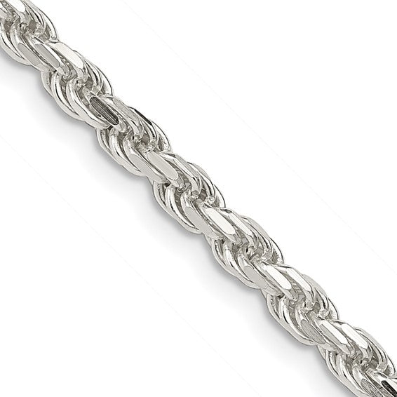 Sterling Silver 22inch 3.75mm Diamond-cut Rope Chain