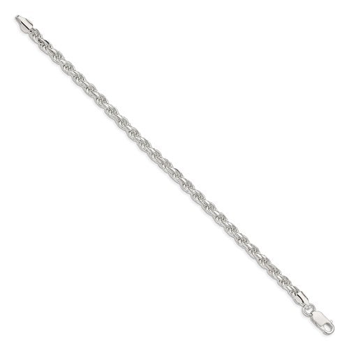 Sterling Silver 4.75mm Diamond-cut Rope Chain 8inch