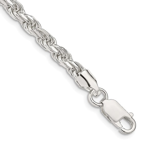 Sterling Silver 4.75mm Diamond-cut Rope Chain 8inch