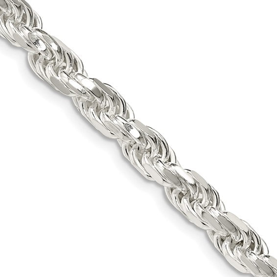 Sterling Silver 22inch 5.5mm Diamond-cut Rope Chain