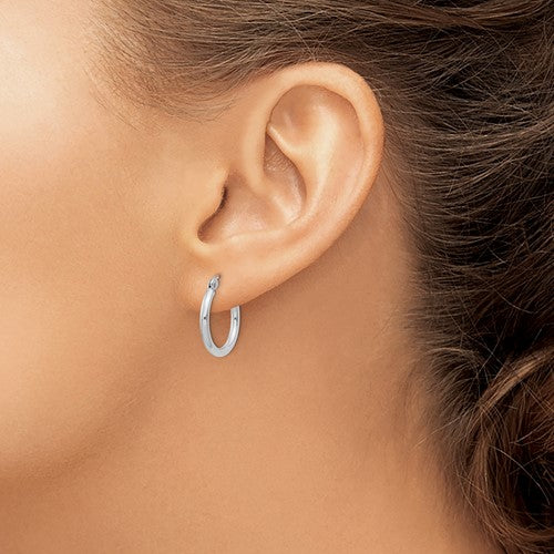 Sterling 2mm Round Hoop Earrings