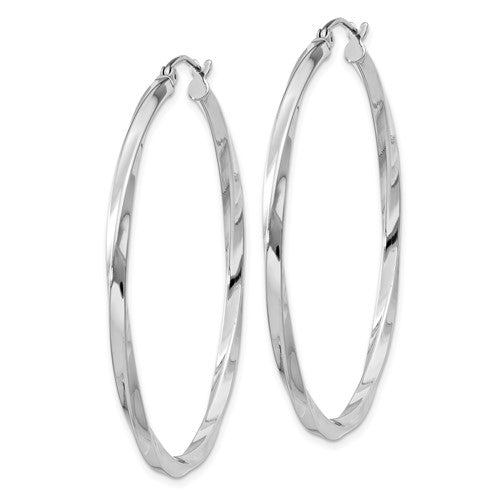 Sterling Twisted 2.5x45mm Hoop Earrings