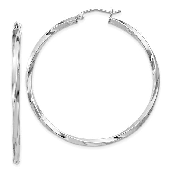 Sterling Twisted 2.5x45mm Hoop Earrings