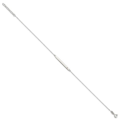 Sterling Crystal Bar 9in Plus 1in ext Anklet