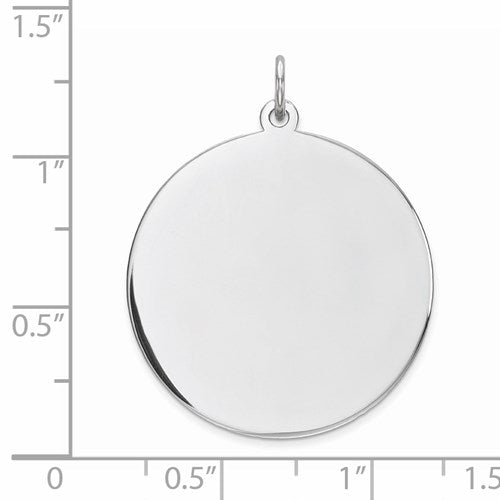 Sterling Silver Rhod-plated Eng. Round Polish Front/Satin Back Disc Charm